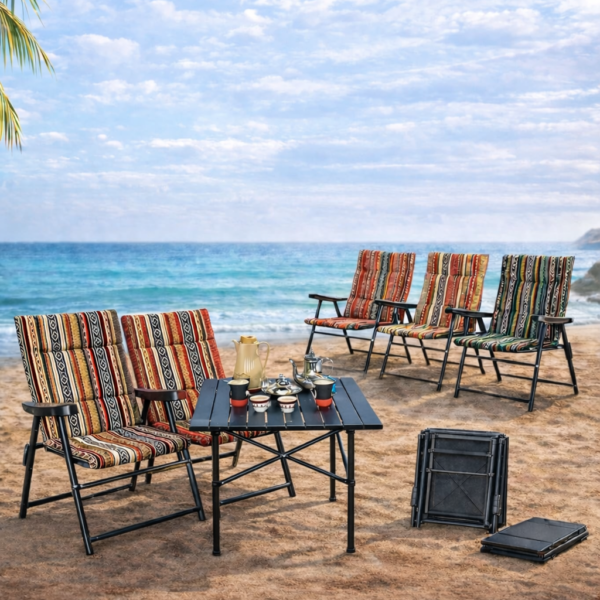 طقم 2 كرسي + طاولة المنيوم